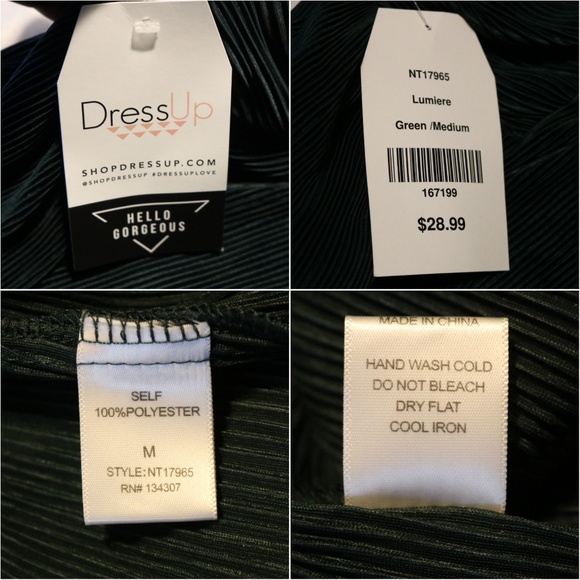 Lumiere Hunter Green Mini Accordion Pleated Top - Picture 8 of 8